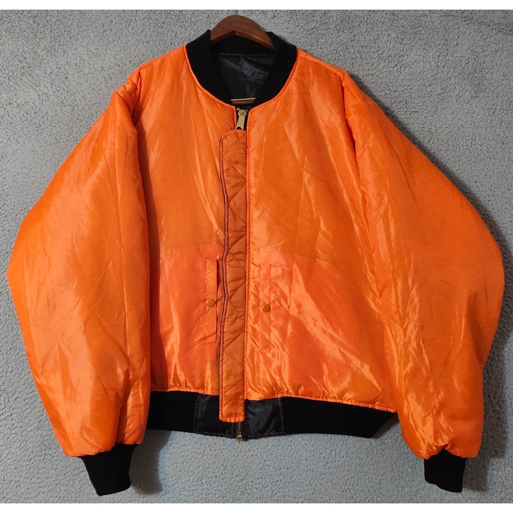 Rothco‎ MA-1 Satin Flight Pilot Aviator Bomber Jacket Mens Black Orange 3XL NWT - Picture 4 of 11